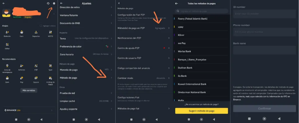Agregar pago móvil a Binance P2P